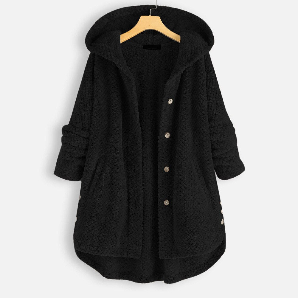 Arabella - Oversized Hooded Button Coat