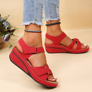 Aubrey - Double-Strap Platform Sandals Red