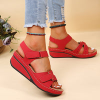 Aubrey - Double-Strap Platform Sandals Red