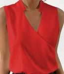 Alice - Satin V-Neck Wrap Blouse Red