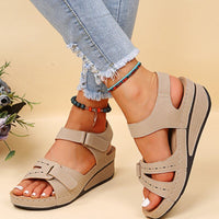 Aubrey - Double-Strap Platform Sandals Beige