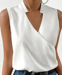 Alice - Satin V-Neck Wrap Blouse White