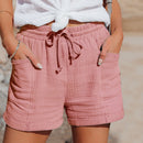 Alex - Drawstring Cotton Casual Shorts Pink