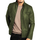 Freddie - Faux Leather Bomber Jacket Green