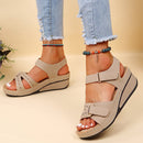 Aubrey - Double-Strap Platform Sandals Beige