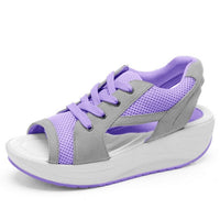 Andrea - Mesh Lace-Up Platform Sandals Purple