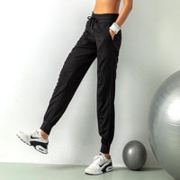 Amanda - Athletic Polyester Jogger Pants Black