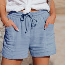 Alex - Drawstring Cotton Casual Shorts Blue