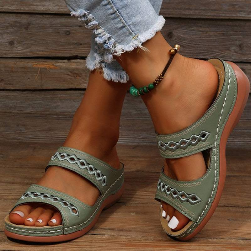 Ally - Casual Slip-On Sandals Green