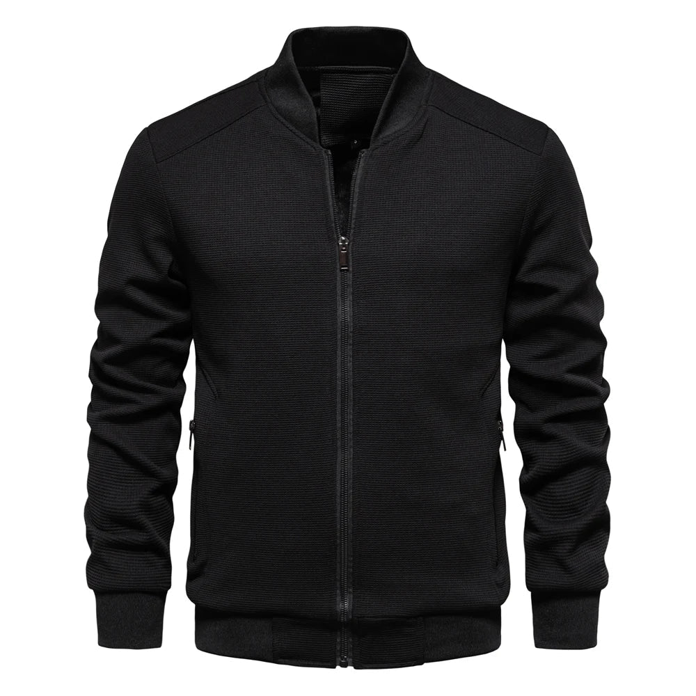 Henry - Textured Casual Bomber Jacket Black