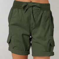 Alexis - Elastic Waist Cargo Shorts Army Green