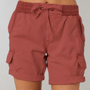 Alexis - Elastic Waist Cargo Shorts Brick Red