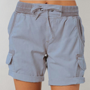 Alexis - Elastic Waist Cargo Shorts Gray