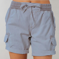 Alexis - Elastic Waist Cargo Shorts Gray