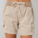 Alexis - Elastic Waist Cargo Shorts Khaki