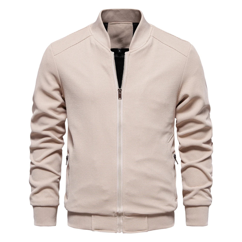 Henry - Textured Casual Bomber Jacket Cream