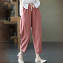 Anna - Drawstring Linen Cropped Pants Pink