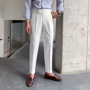 Adam - High-Waist Straight Trousers White