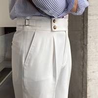 Adam - High-Waist Straight Trousers White