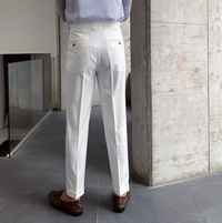 Adam - High-Waist Straight Trousers White