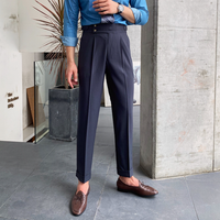 Adam - High-Waist Straight Trousers Dark Grey