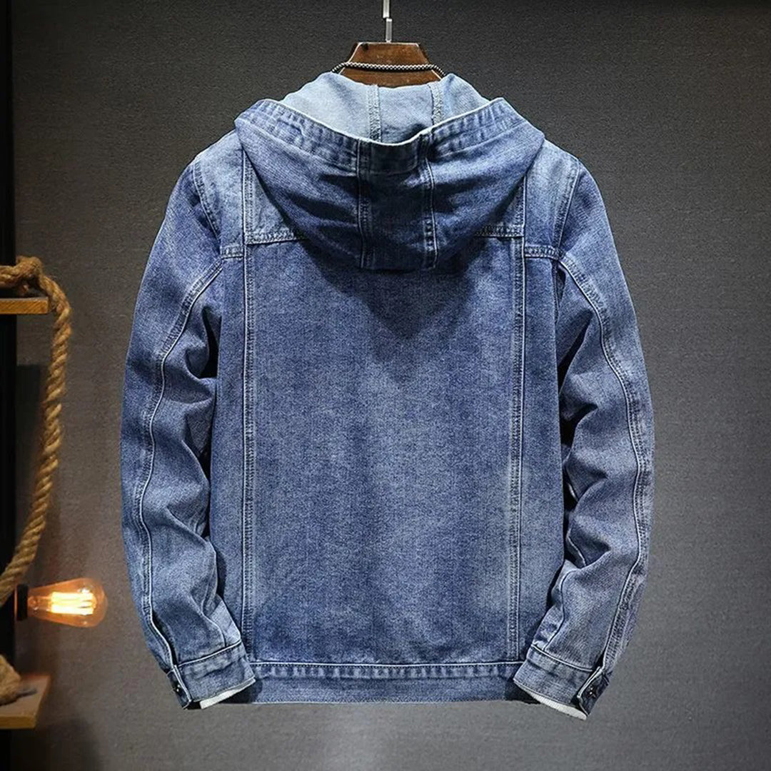 Leo - Hooded Casual Denim Jacket Light Blue