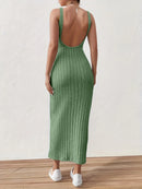 Andrea - Ribbed Knit Maxi Dress Emerald Green