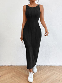 Andrea - Ribbed Knit Maxi Dress Black