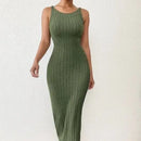 Andrea - Ribbed Knit Maxi Dress Army Green