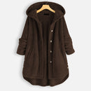 Arabella - Oversized Hooded Button Coat Brown