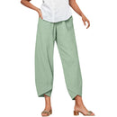 Alyssa - Cropped Linen Blend Pants Green