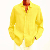 Fred - Linen Button-Up Shirt Yellow