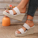 Ann - Canvas Espadrille Wedge Sandals Beige