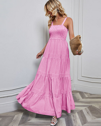 Ali - Tiered Smocked Maxi Dress Pink