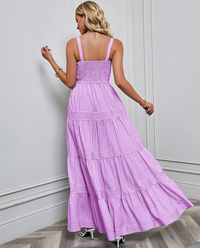 Ali - Tiered Smocked Maxi Dress Lilac