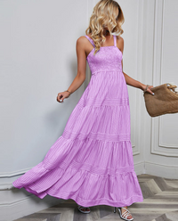 Ali - Tiered Smocked Maxi Dress Lilac