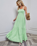 Ali - Tiered Smocked Maxi Dress Green