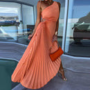 Anya - One-Shoulder Pleated Evening Dress Orange