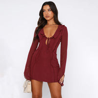 Alice -Long-Sleeve Mini Dress Red