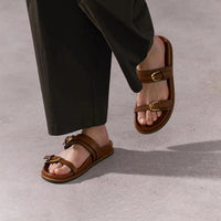 Aki - Adjustable Double Buckle Sandals Brown