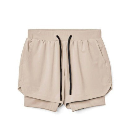 Harry - Double-Layer Training Shorts Khaki