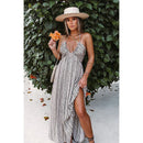 Audrey - Boho Strappy Maxi Dress Gray