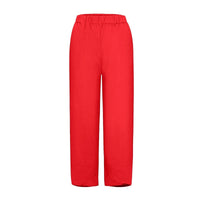 Alyssa - Cropped Linen Blend Pants Red