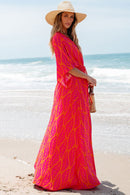 Anna - Leaf Print Beach Maxi Dress