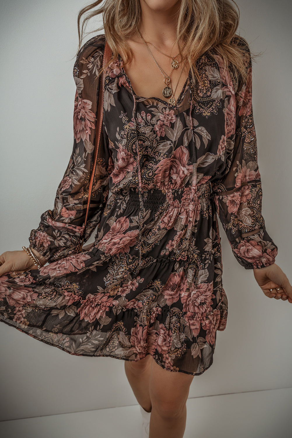 Addison - Sheer Floral Mini Dress