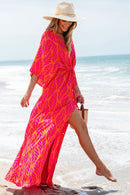 Anna - Leaf Print Beach Maxi Dress