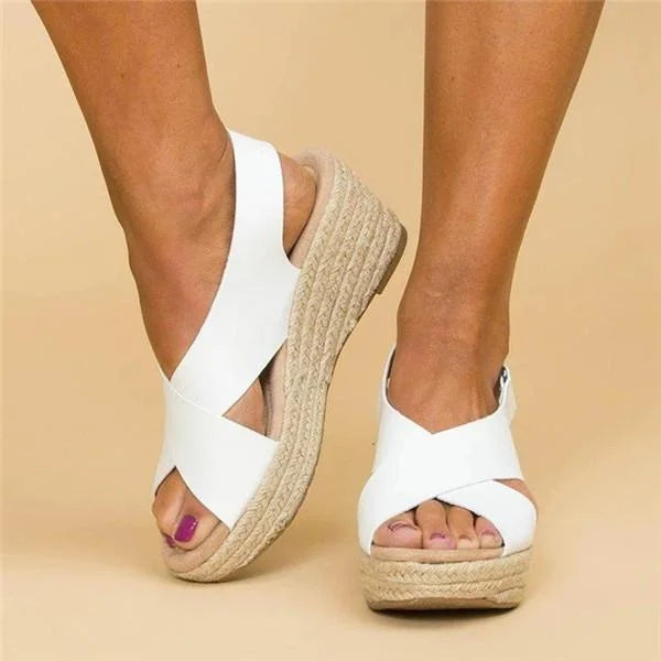 Alex - Crisscross Espadrille Wedge Sandals