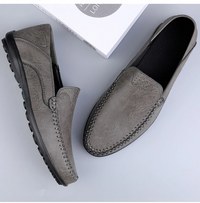 Aleen - Handmade Slip-On Leather Loafers Gray