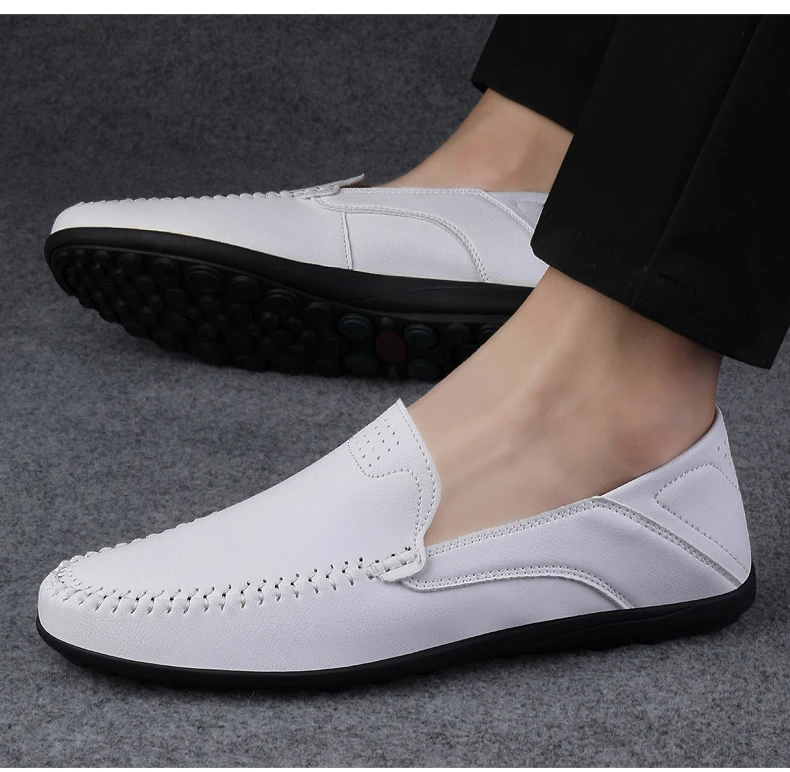 Aleen - Handmade Slip-On Leather Loafers White