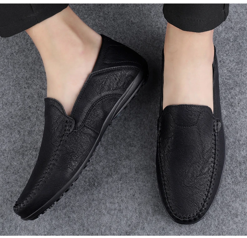 Aleen - Handmade Slip-On Leather Loafers Black